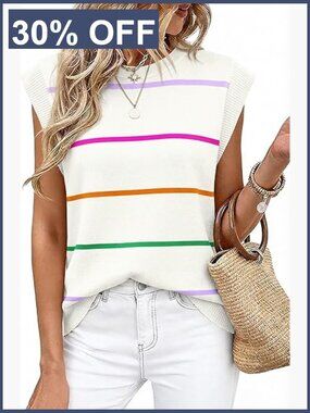 Women's Tank Top Stretch Knit Crew Neck Sleeveless Lightweight Summer Blouse